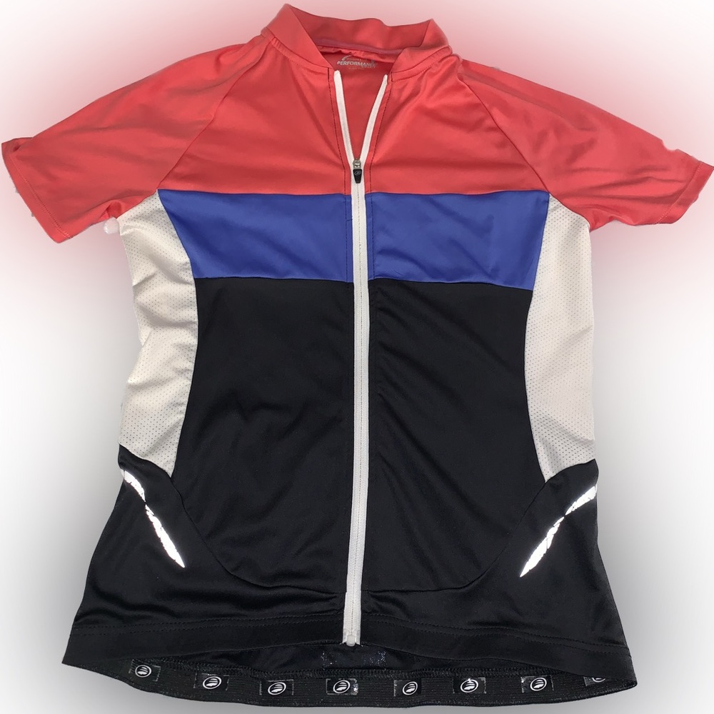 Performance Bicycle. Cycling Jersey, zip front open & back pockets. Sz Small